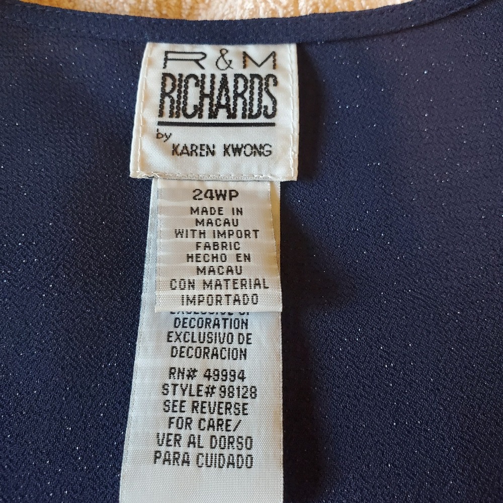 R&M Richards Navy Blue Beaded Evening Jacket Plus Size 24WP Karen Kwong - Picture 7 of 8
